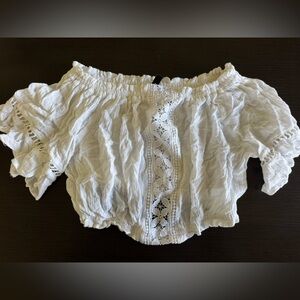 H&M White Lace Trimmed Top